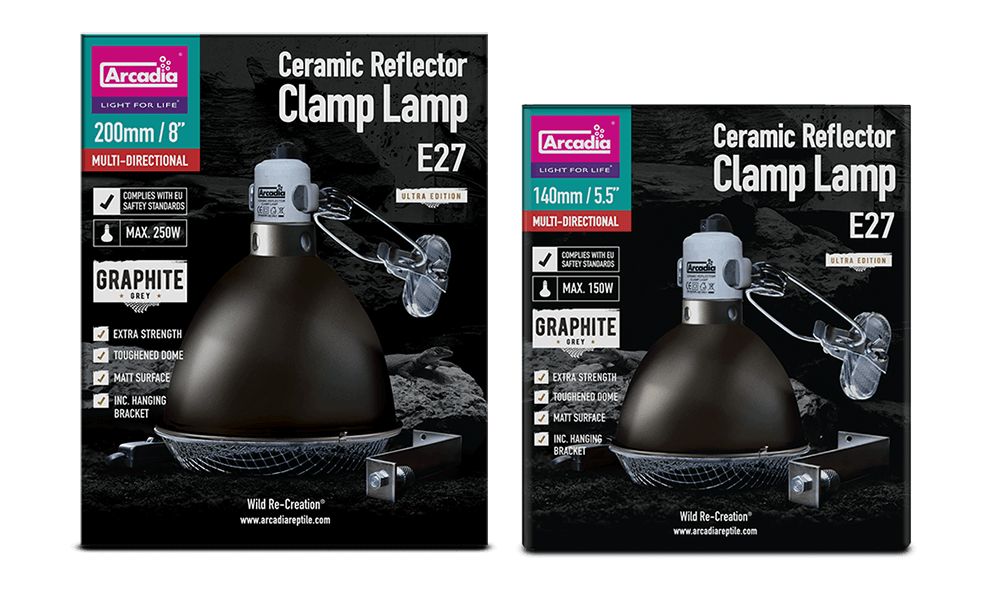 Arcadia Graphite Ceramic Reflector Clamp Lamp E27